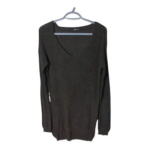 Amnesia Brown Mix Loose Knit V Neck Sweater Cotton‎ Size Medium